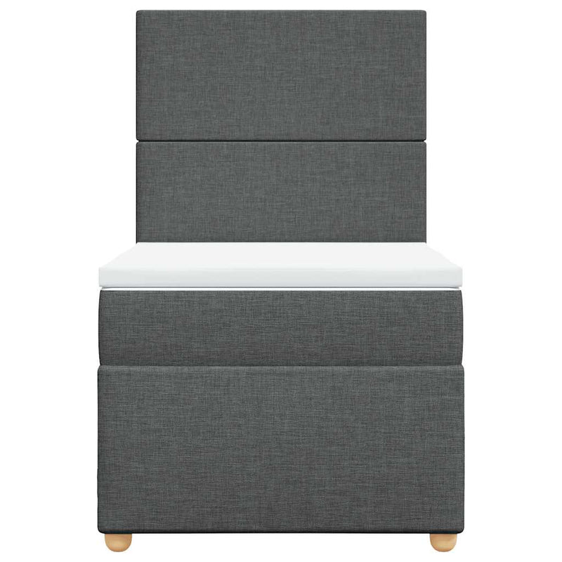 vidaXL Box Spring Bed with Mattress Dark Grey King Single Fabric