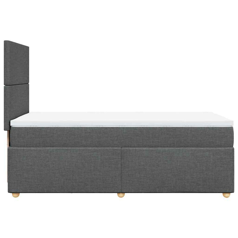 vidaXL Box Spring Bed with Mattress Dark Grey King Single Fabric