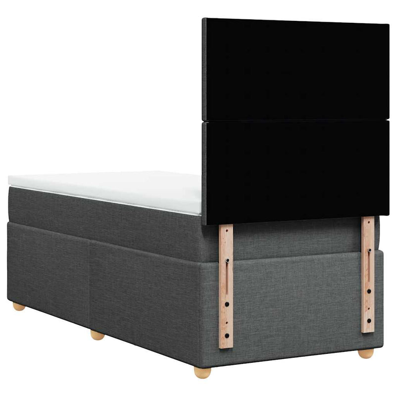 vidaXL Box Spring Bed with Mattress Dark Grey King Single Fabric