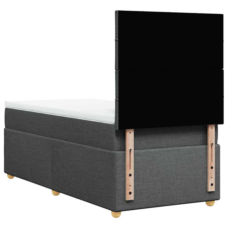 vidaXL Box Spring Bed with Mattress Dark Grey King Single Fabric