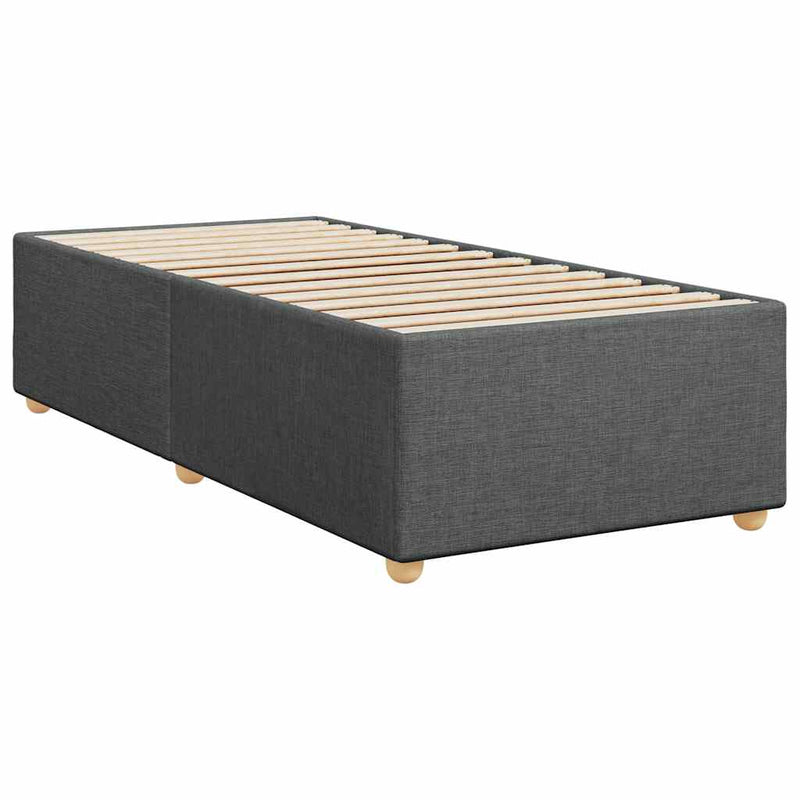 vidaXL Box Spring Bed with Mattress Dark Grey King Single Fabric