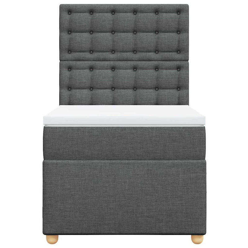 vidaXL Box Spring Bed with Mattress Dark Grey King Single Fabric