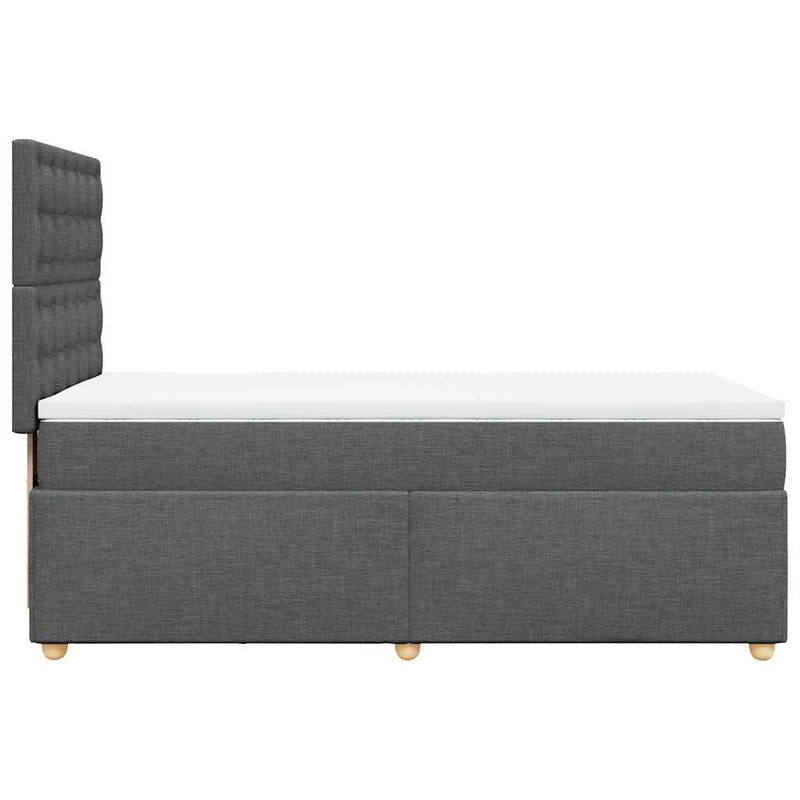 vidaXL Box Spring Bed with Mattress Dark Grey King Single Fabric