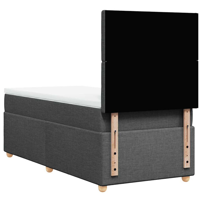 vidaXL Box Spring Bed with Mattress Dark Grey King Single Fabric