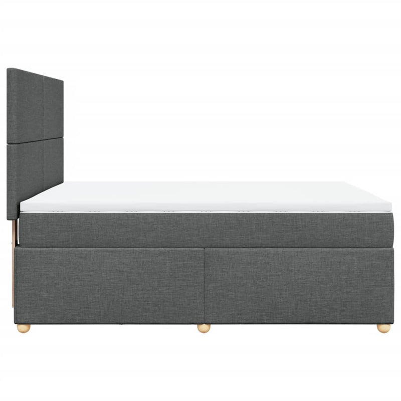 vidaXL Box Spring Bed with Mattress Dark Grey Queen Fabric
