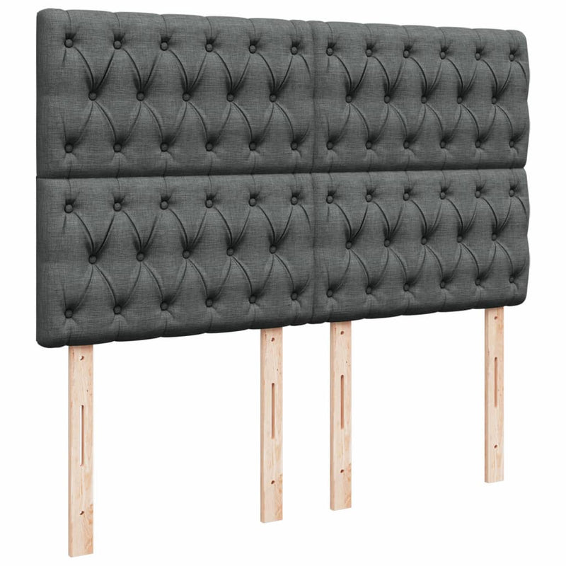 vidaXL Box Spring Bed with Mattress Dark Grey Queen Fabric