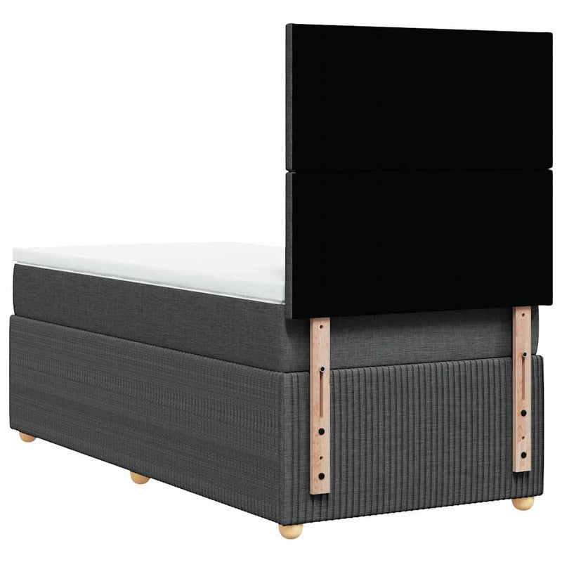 vidaXL Box Spring Bed with Mattress Dark Grey King Single Fabric