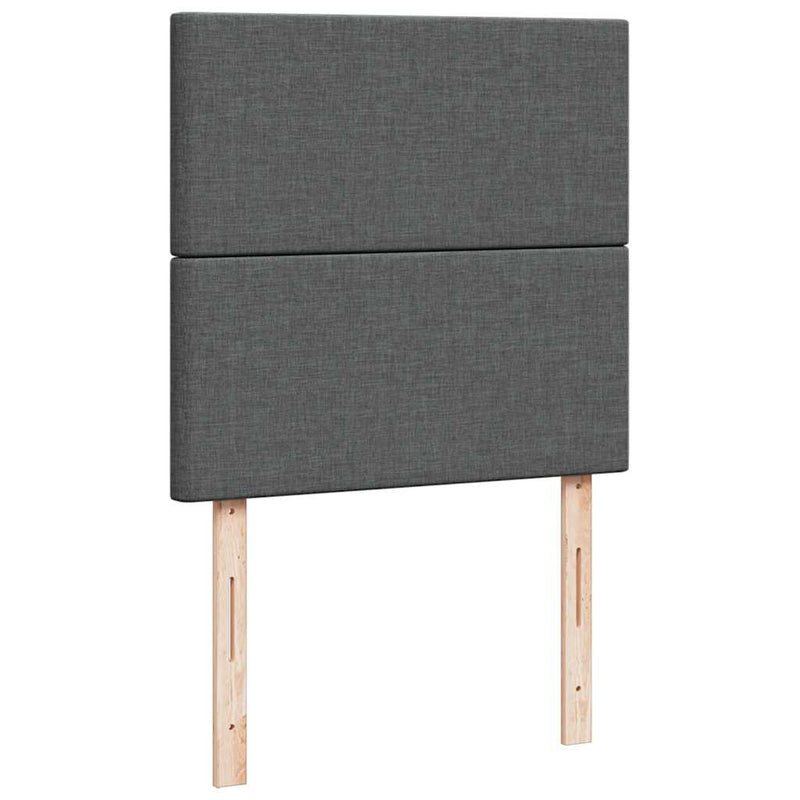 vidaXL Box Spring Bed with Mattress Dark Grey King Single Fabric