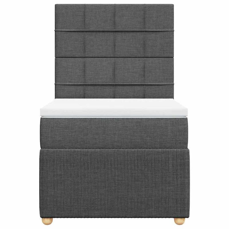 vidaXL Box Spring Bed with Mattress Dark Grey King Single Fabric