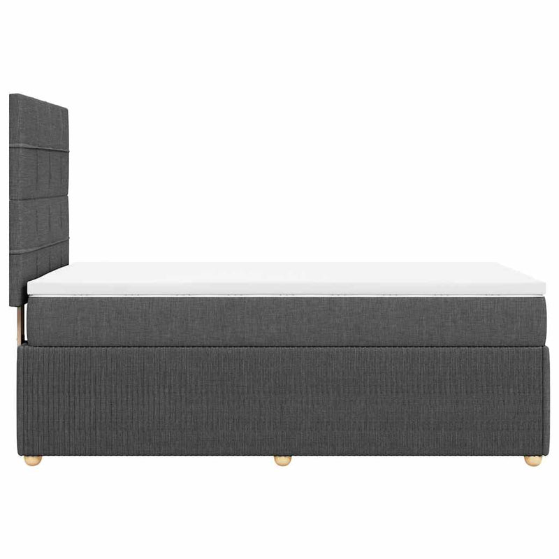 vidaXL Box Spring Bed with Mattress Dark Grey King Single Fabric