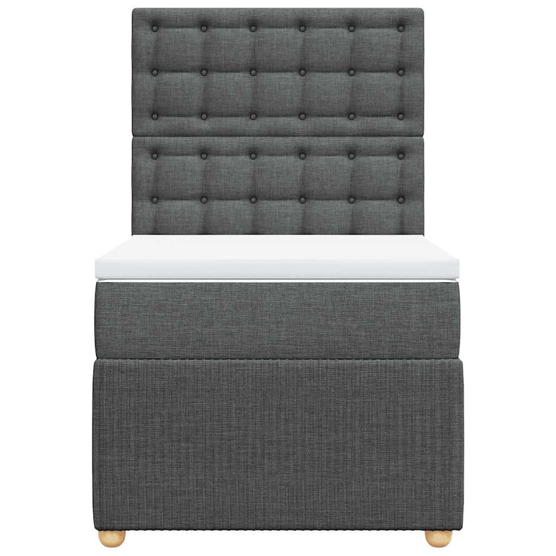 vidaXL Box Spring Bed with Mattress Dark Grey King Single Fabric