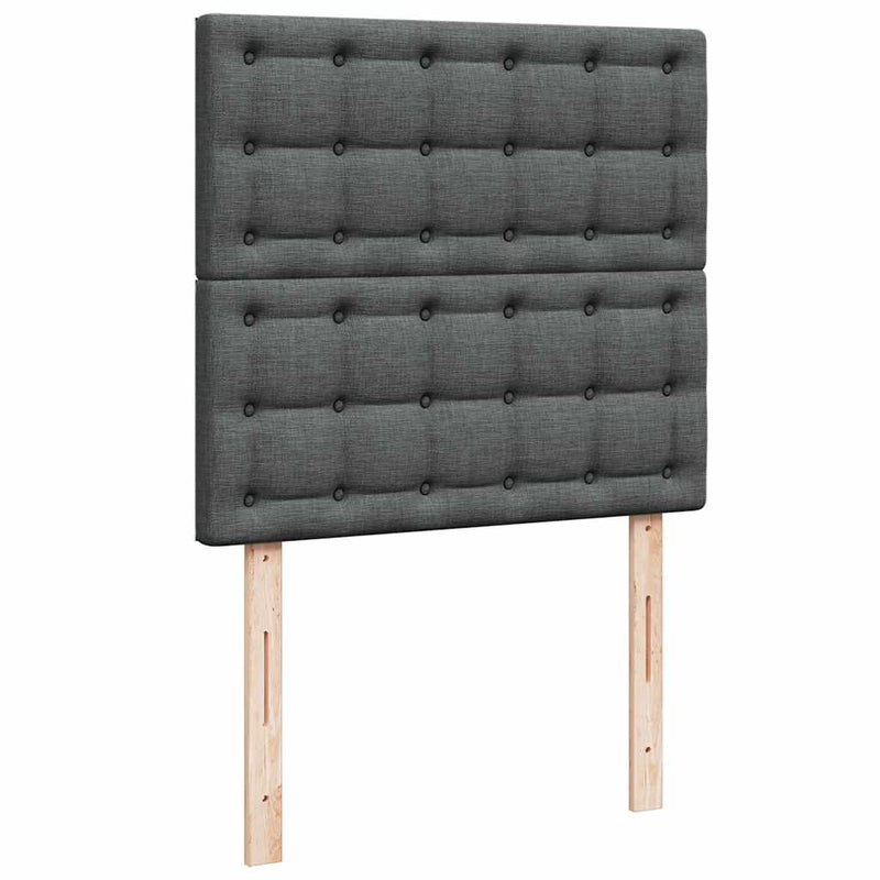 vidaXL Box Spring Bed with Mattress Dark Grey King Single Fabric