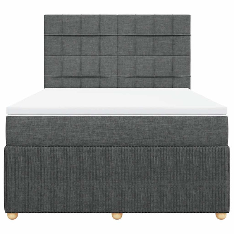 vidaXL Box Spring Bed with Mattress Dark Grey Queen Fabric
