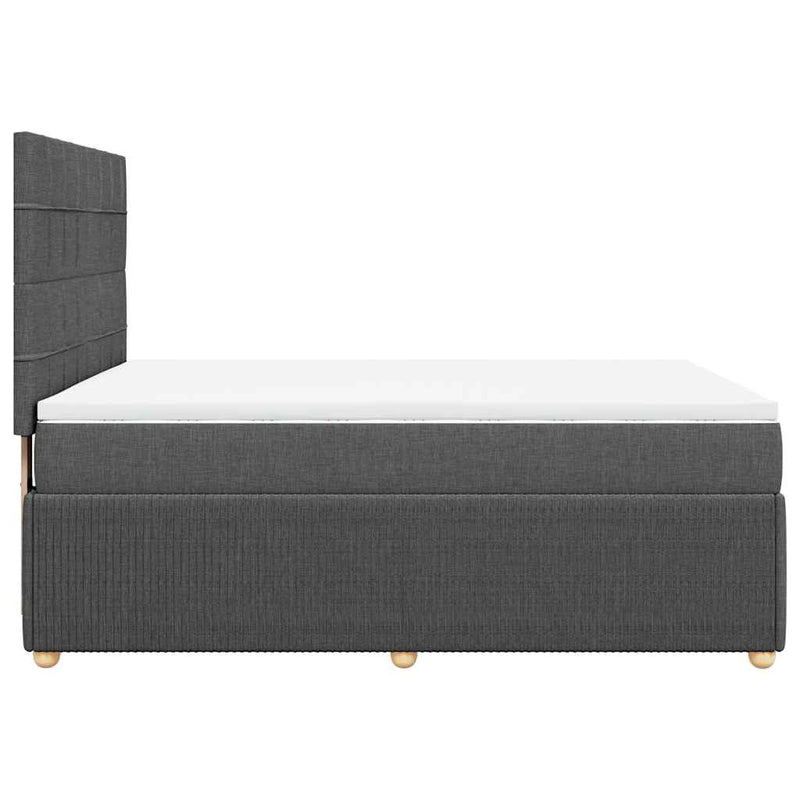 vidaXL Box Spring Bed with Mattress Dark Grey Queen Fabric