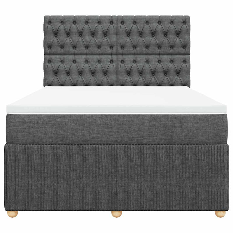 vidaXL Box Spring Bed with Mattress Dark Grey Queen Fabric
