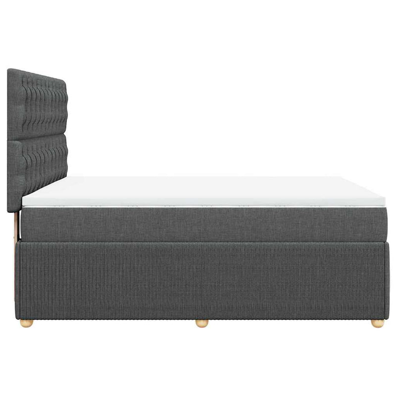 vidaXL Box Spring Bed with Mattress Dark Grey Queen Fabric