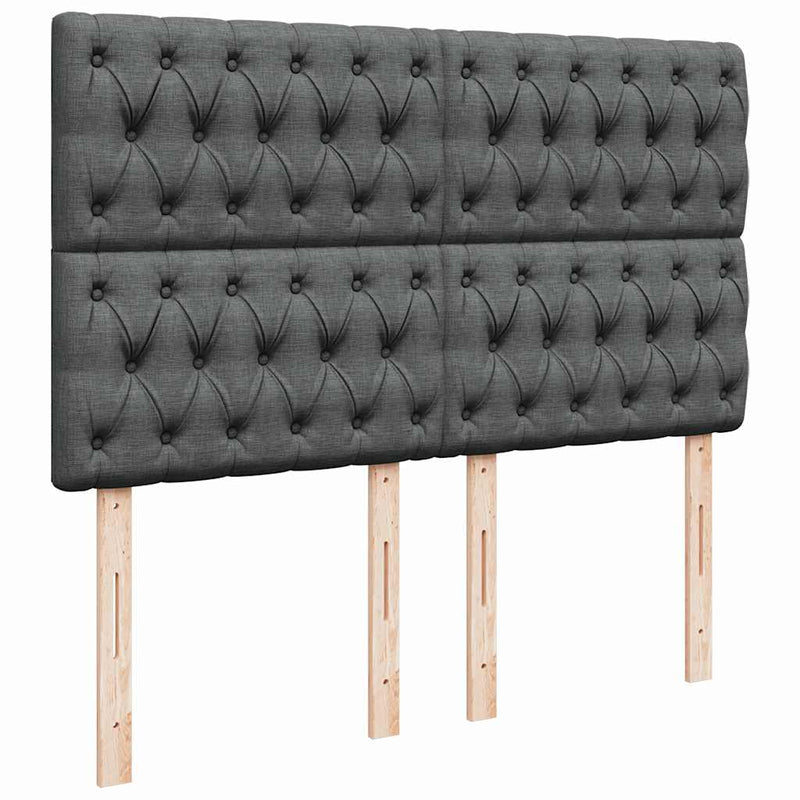 vidaXL Box Spring Bed with Mattress Dark Grey Queen Fabric