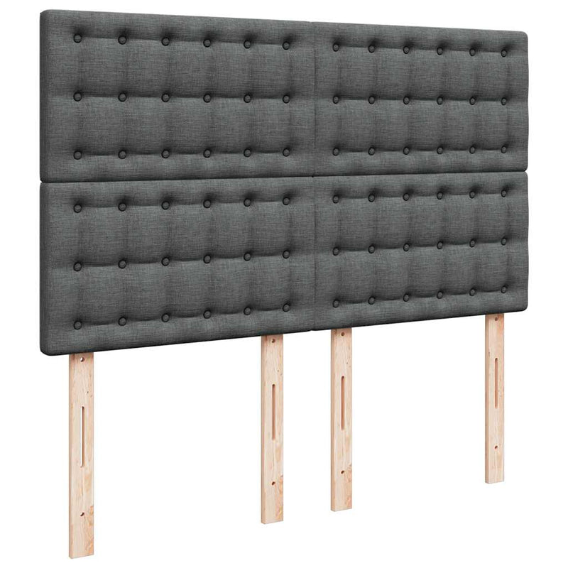 vidaXL Box Spring Bed with Mattress Dark Grey Queen Fabric