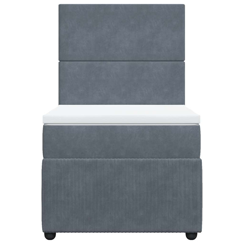 vidaXL Box Spring Bed with Mattress Dark Grey King Single Velvet