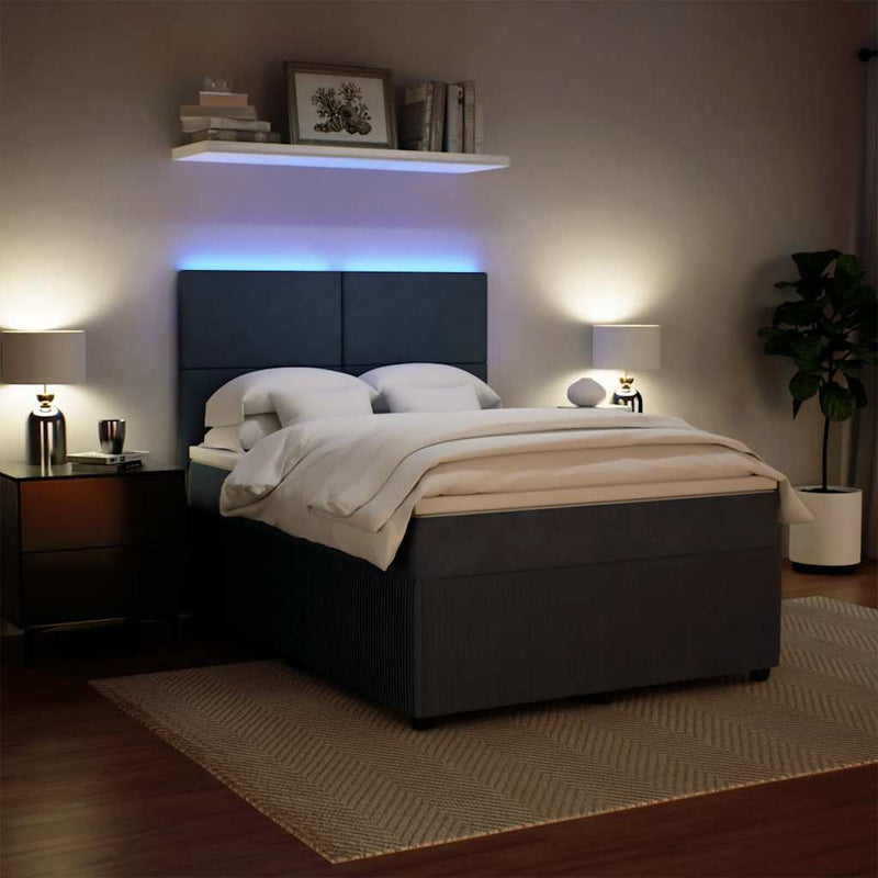 vidaXL Box Spring Bed with Mattress Dark Grey Queen Velvet