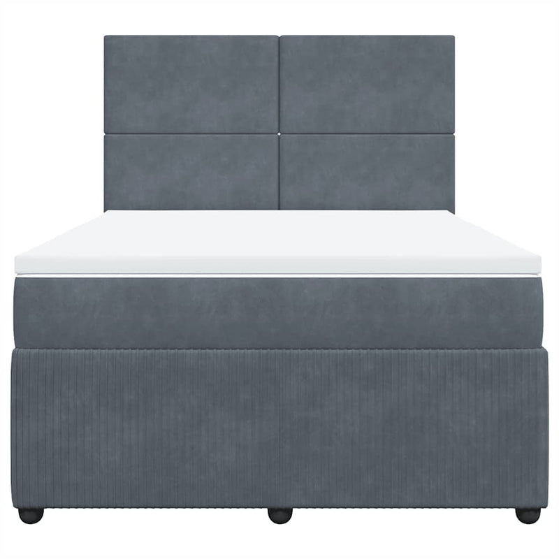 vidaXL Box Spring Bed with Mattress Dark Grey Queen Velvet