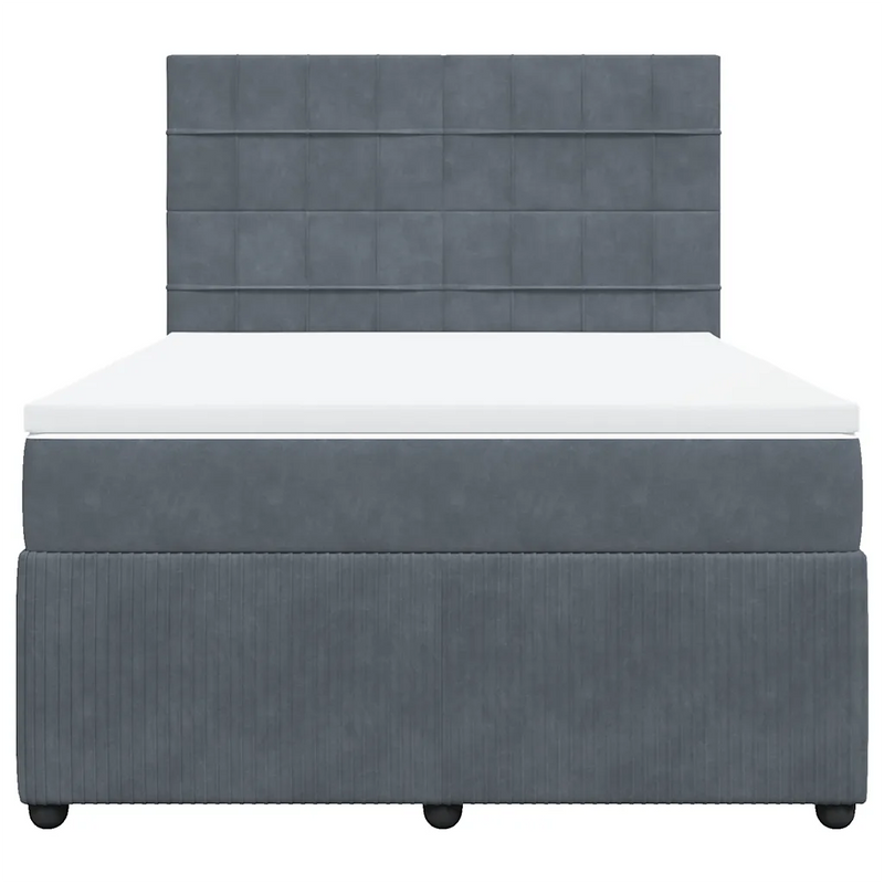 Box Spring Bed with Mattress Dark Grey Queen Velvet