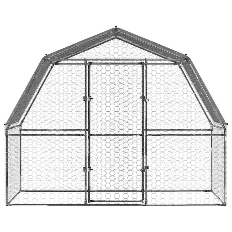 vidaXL Chicken Cage with Roof and Door Silver Galvanised Steel