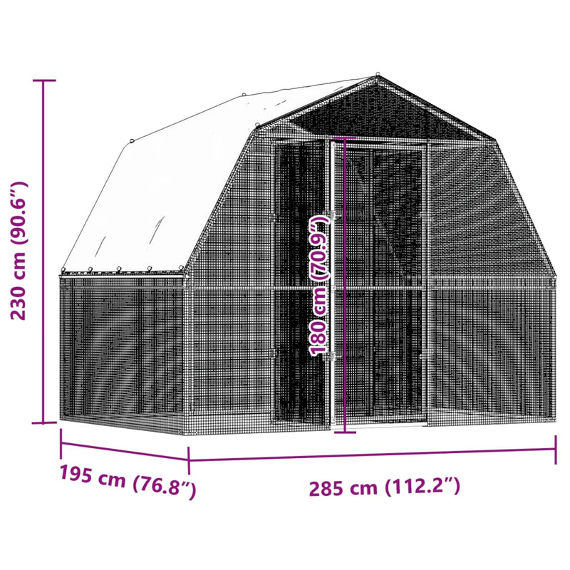 Chicken Cages 2 pcs with Roof and Door Silver Galvanised Steel