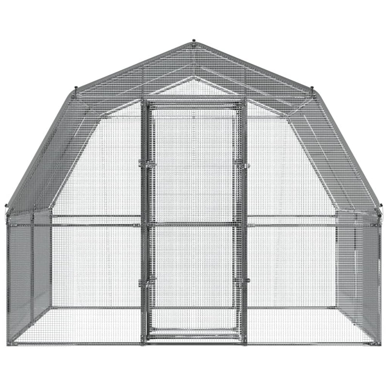 Chicken Cages 2 pcs with Roof and Door Silver Galvanised Steel