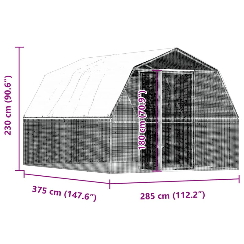 Chicken Cages 2 pcs with Roof and Door Silver Galvanised Steel