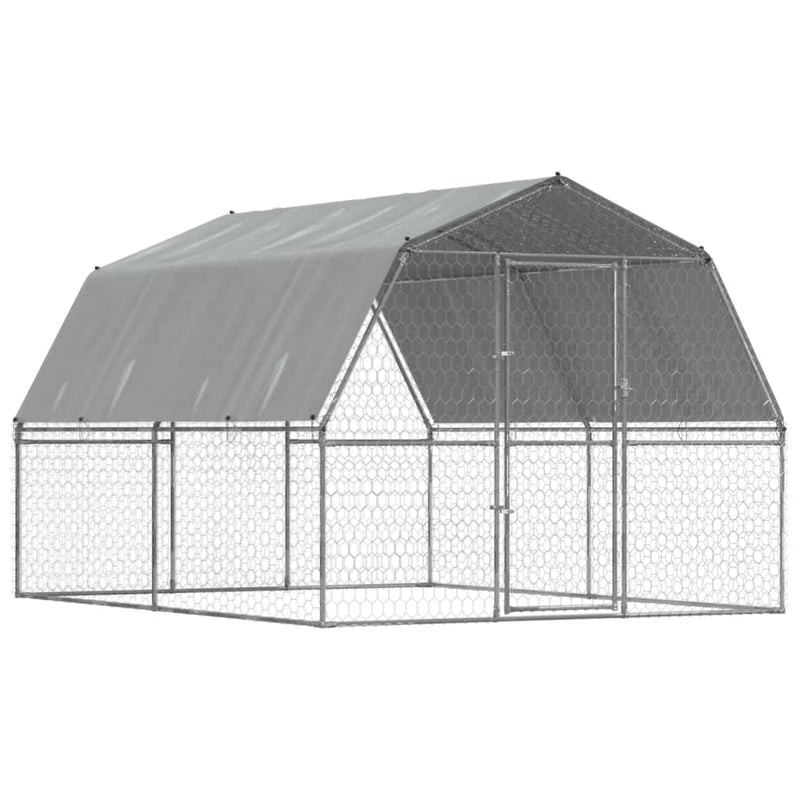 Bird Cages 2 pcs with Roof and Door Silver Galvanised Steel