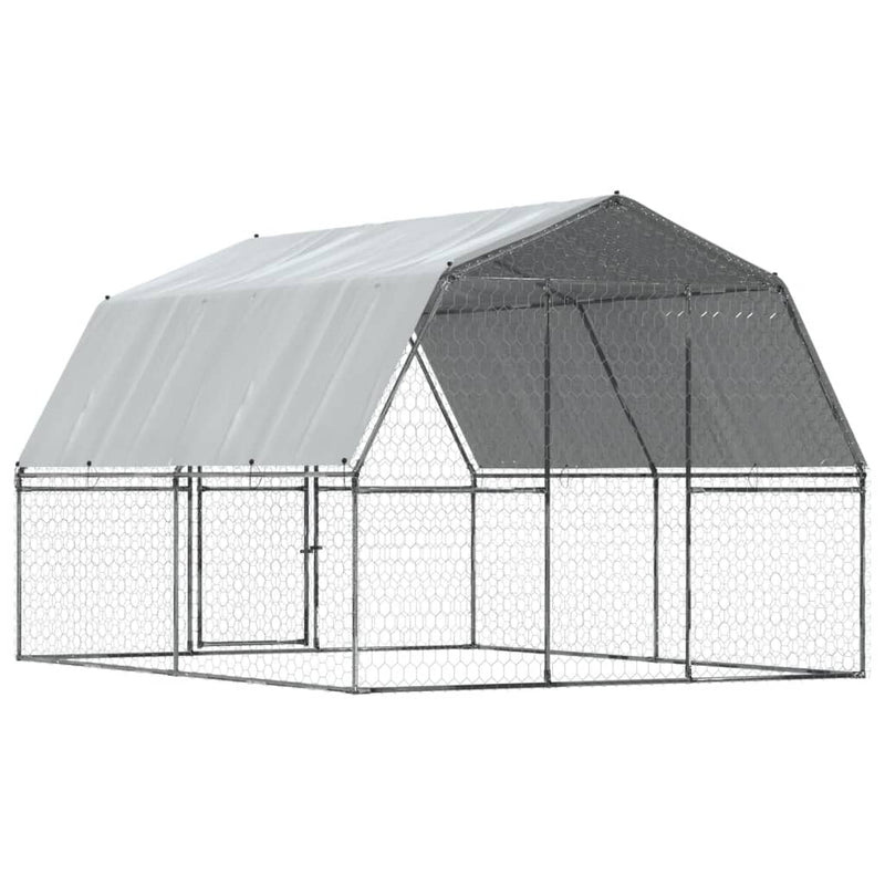 Bird Cages 2 pcs with Roof and Door Silver Galvanised Steel