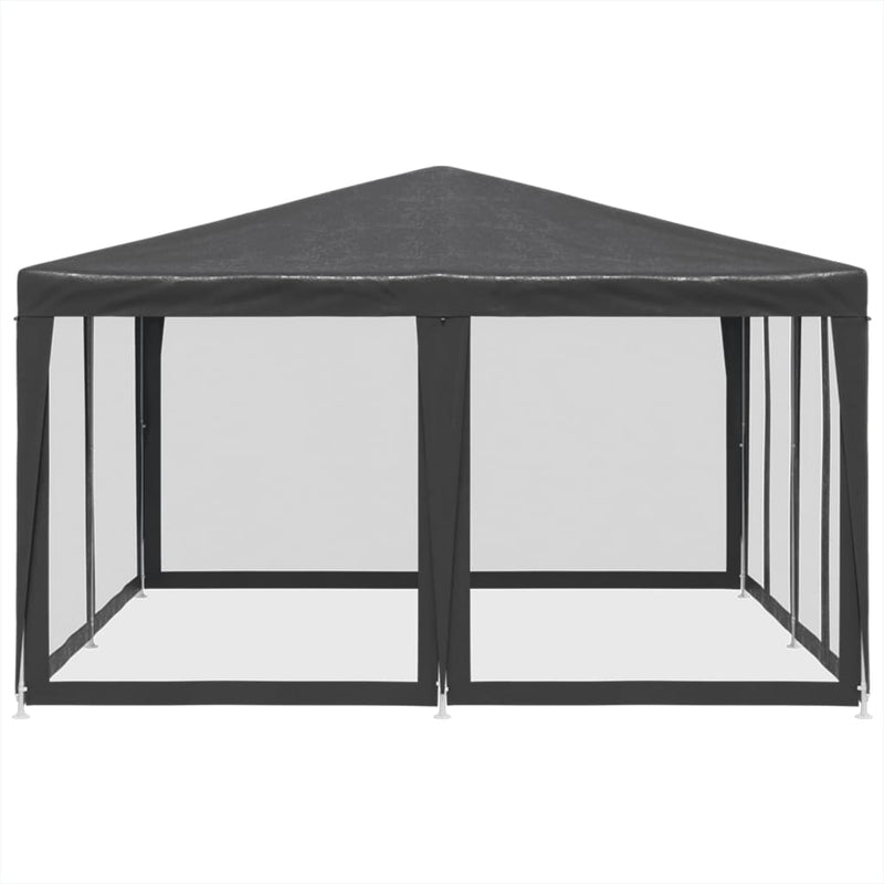 vidaXL Party Tent with 8 Mesh Sidewalls Anthracite 4x4 m HDPE