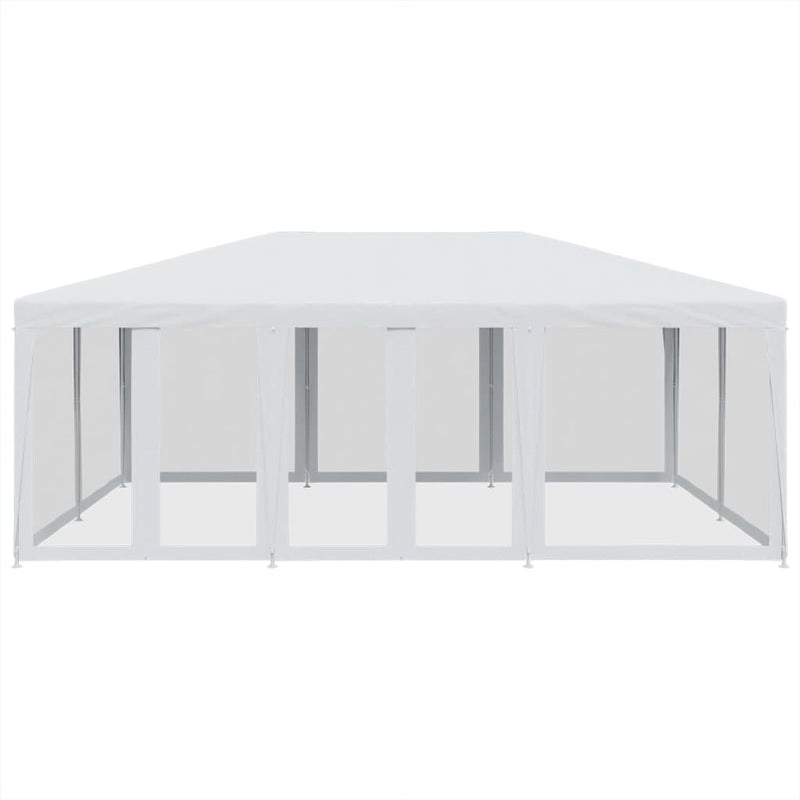 vidaXL Party Tent with 10 Mesh Sidewalls White 6x4 m HDPE