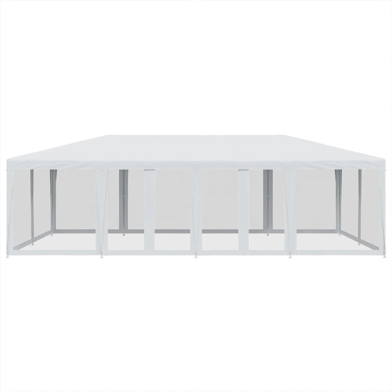 vidaXL Party Tent with 12 Mesh Sidewalls White 8x4 m HDPE