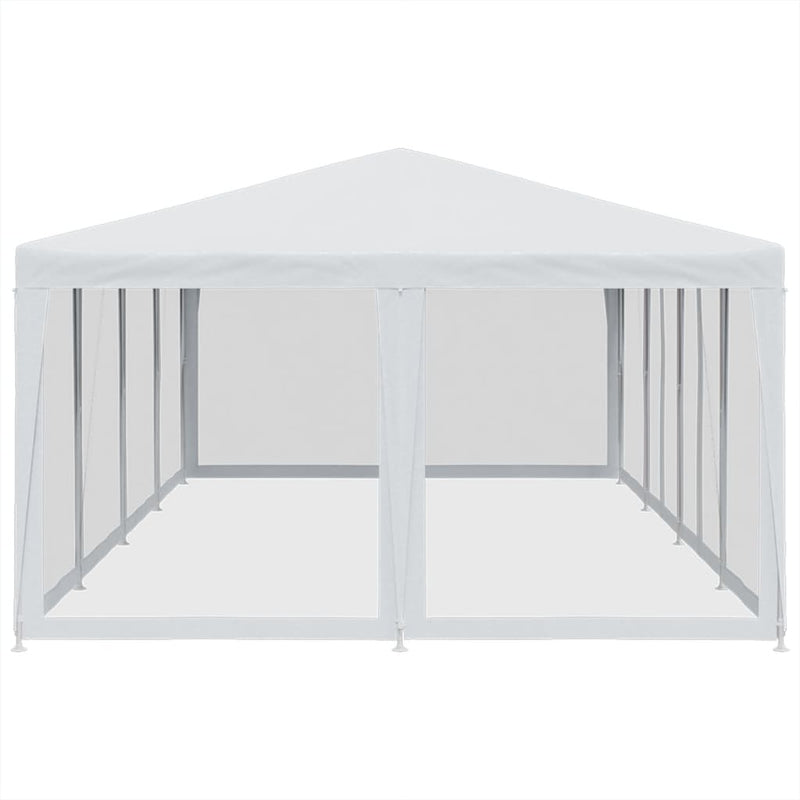 vidaXL Party Tent with 12 Mesh Sidewalls White 8x4 m HDPE