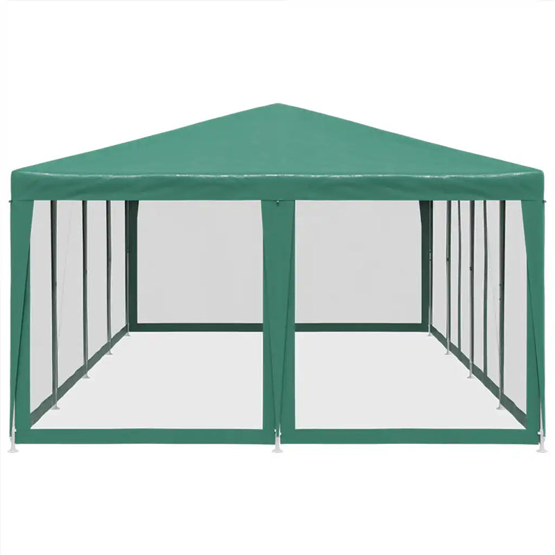 Party Tent with 12 Mesh Sidewalls Green 8x4 m HDPE