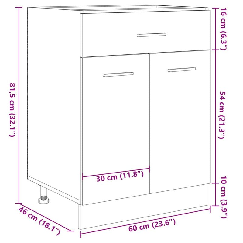 Drawer Bottom Cabinet Lyon Sonoma Oak 60x46x81.5 cm Engineered Wood