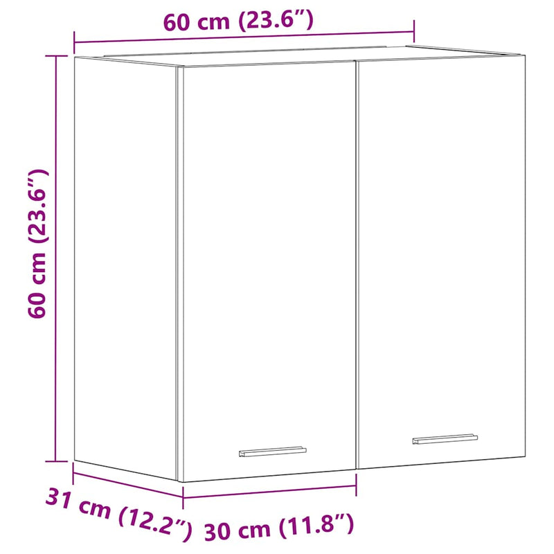 vidaXL Hanging Cabinet Lyon Sonoma Oak 60x31x60 cm Engineered Wood