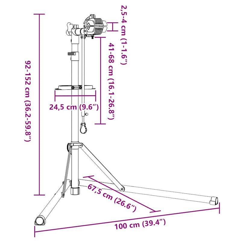 Bike Repair Stand Foldable Adjustable 92-152 cm Red Steel
