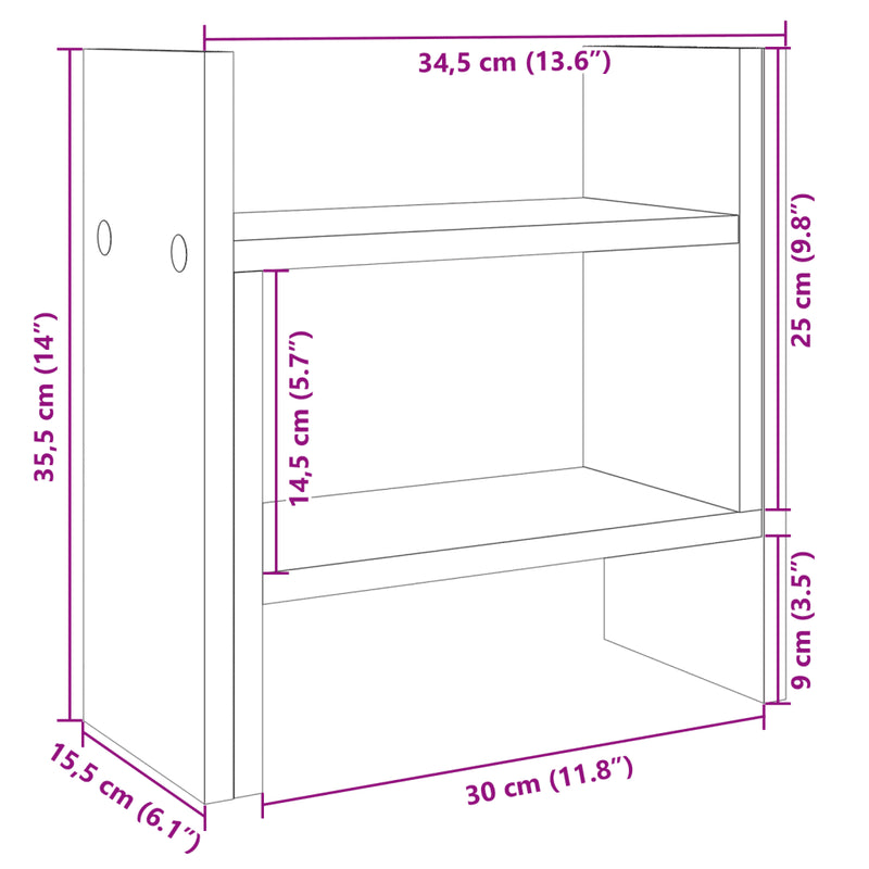 Desk Organiser White 34.5x15.5x35.5 cm Engineered wood