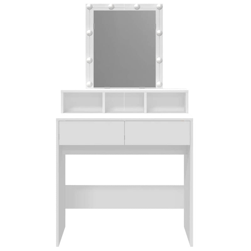 vidaXL Dressing Table with LED White 80x41x144.5 cm