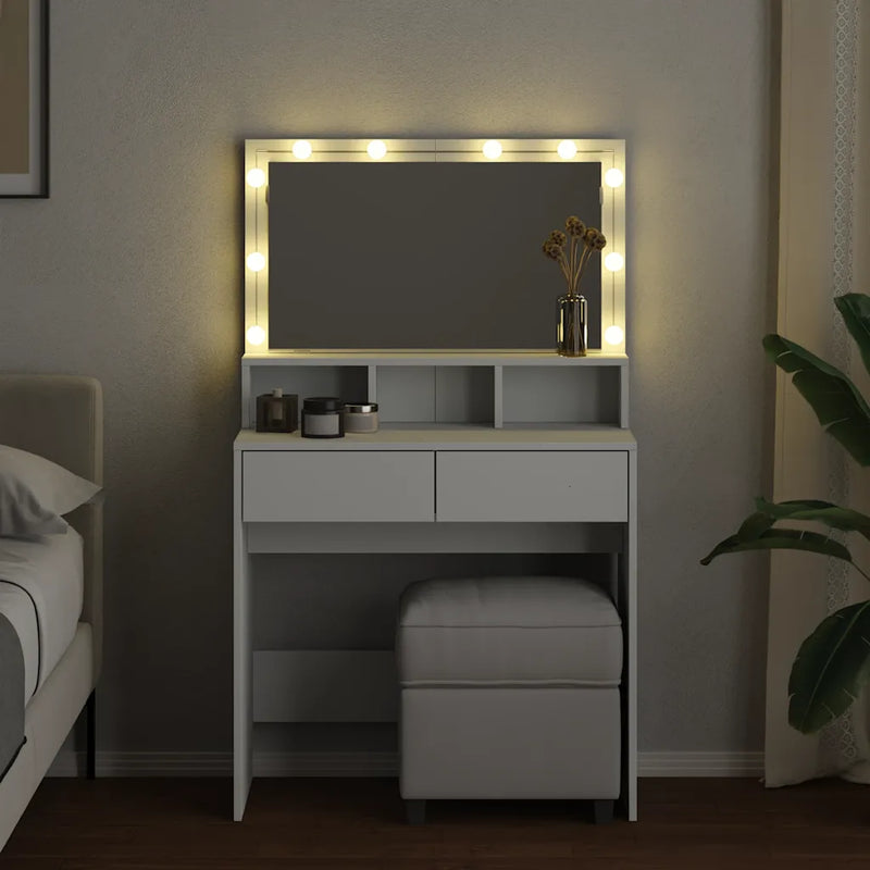 Dressing Table with LED White 80x41x134.5 cm