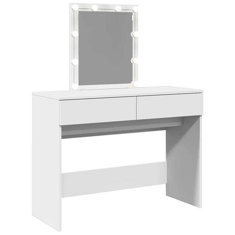 vidaXL Dressing Table with LED White 100x40x130 cm