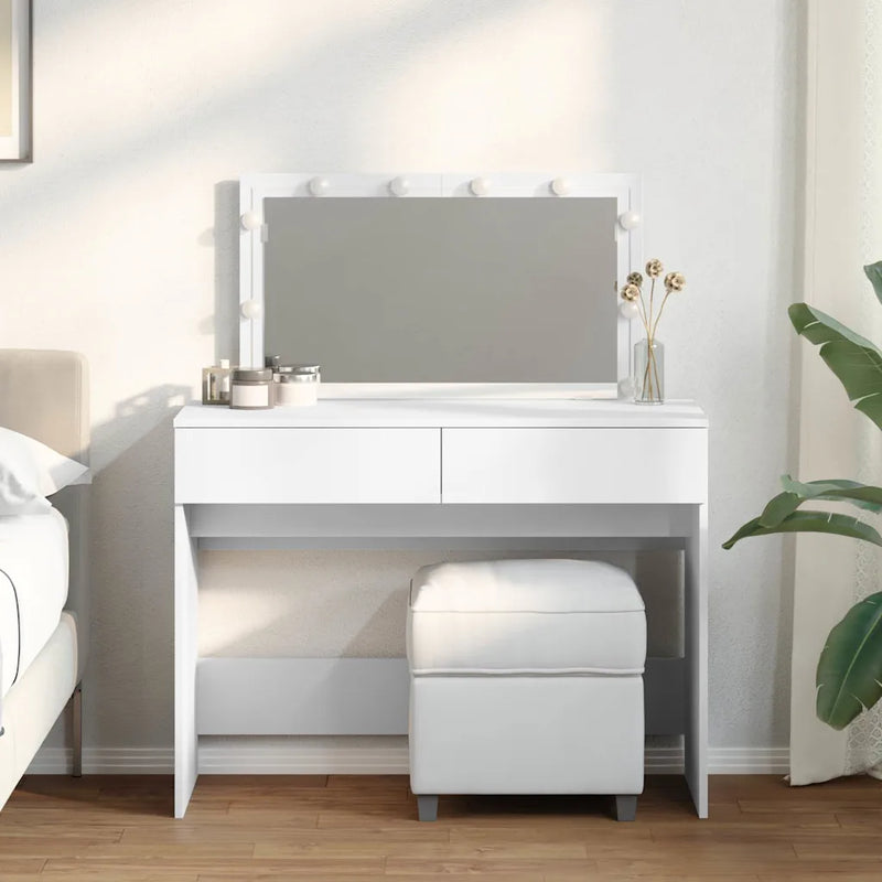 Dressing Table with LED White 100x40x120 cm