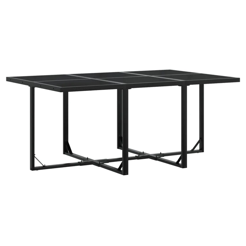 7 Piece Garden Dining Set with Cushions Black Textilene