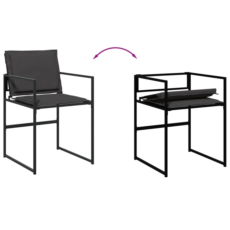7 Piece Garden Dining Set with Cushions Black Textilene