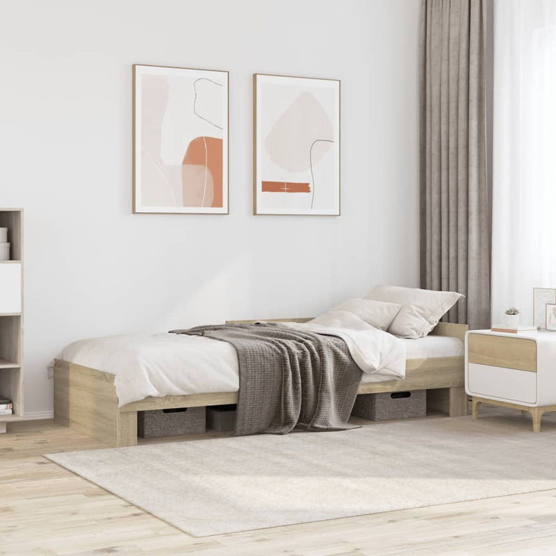 vidaXL Bed Frame without Mattress Sonoma Oak 90x190 cm Engineered Wood