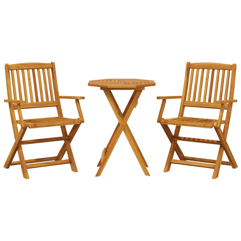 3 Piece Folding Bistro Set Solid Wood Acacia