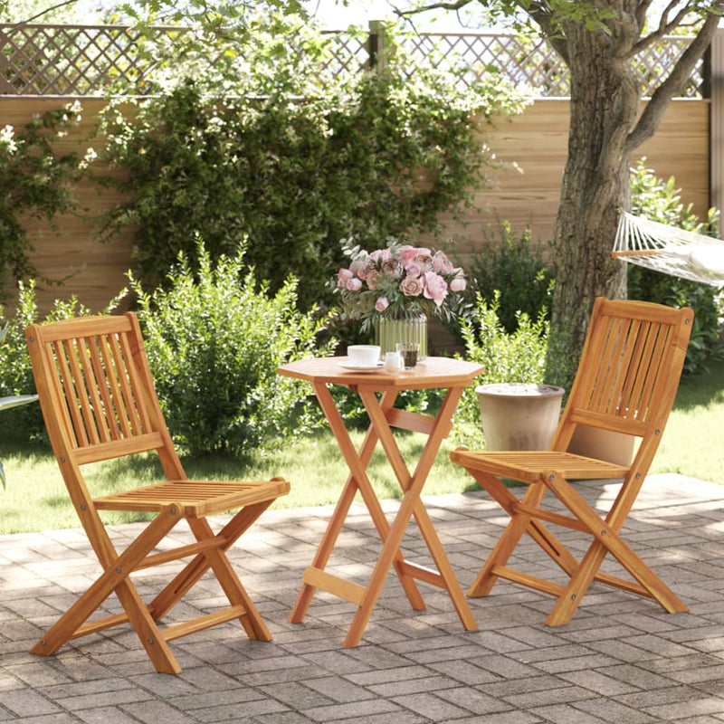 3 Piece Folding Bistro Set Solid Wood Acacia